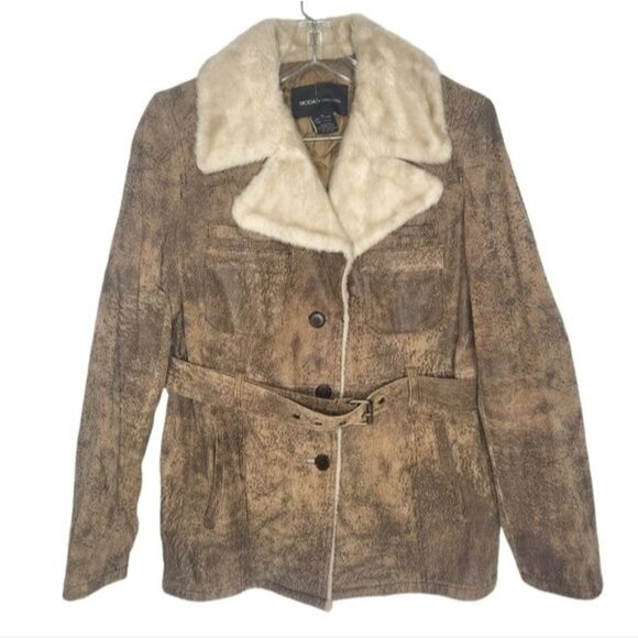 Moda International Jackets & Blazers - MODA INTERNATIONAL Distressed Genuine Leather Jacket Coat